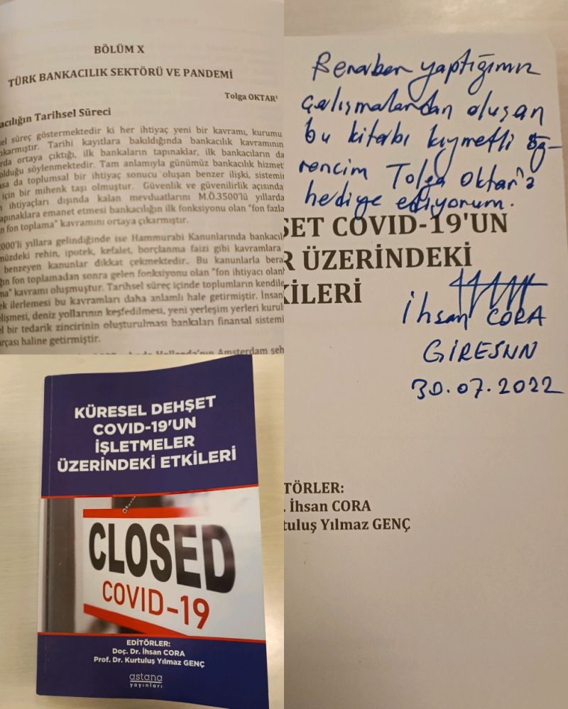Küresel Dehşet COVID-19’un İşletmeler Üzerindeki Etkileri kitabı, Tolga Oktar’ın bölümü ve imzalı nüshası